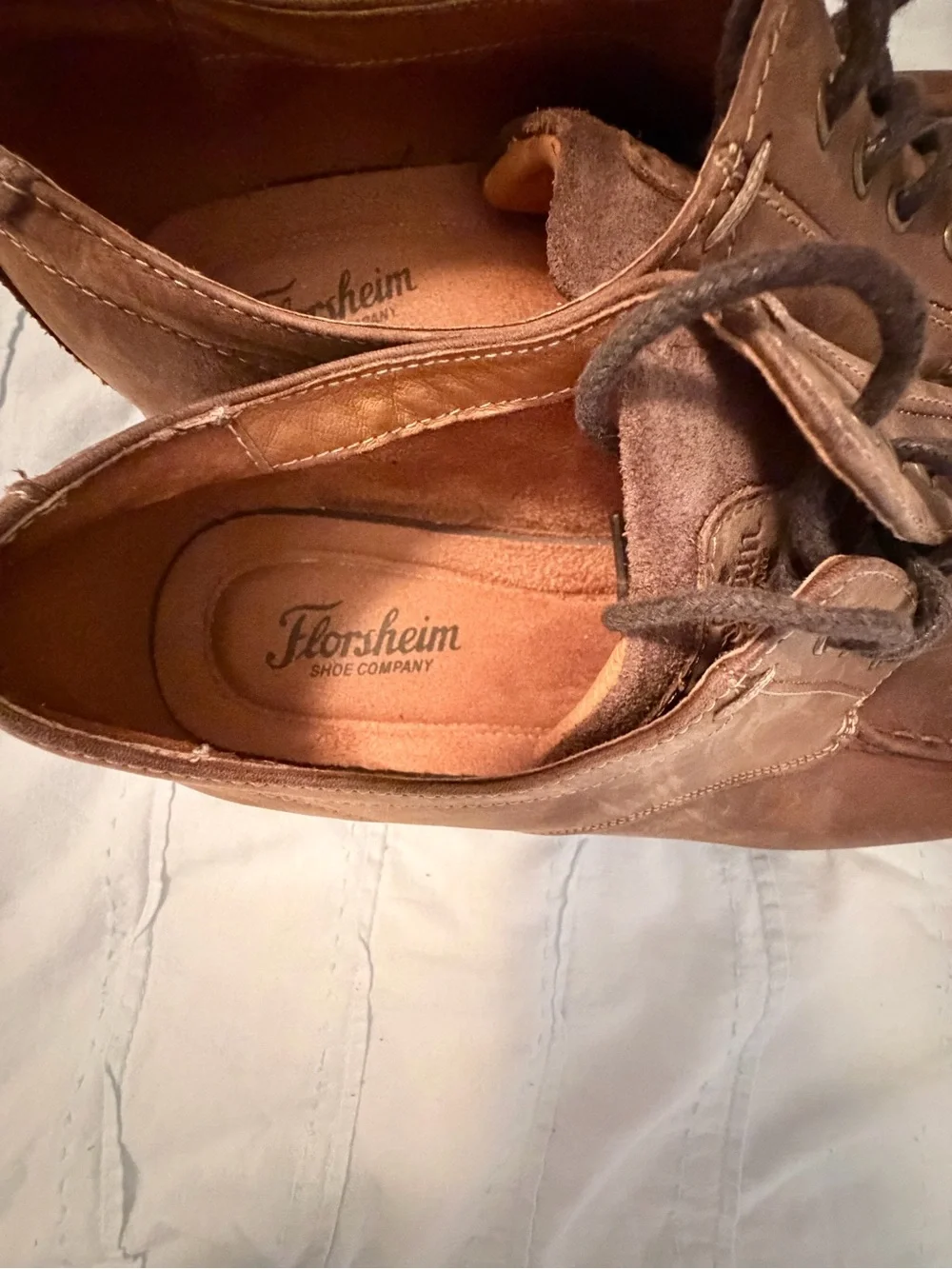 Florsheim Brown Leather Boat Shoes with Moc Toe